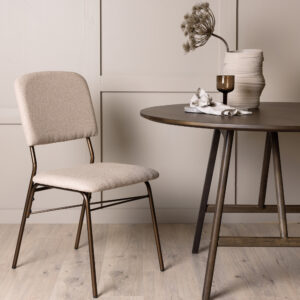 Seda – Chaise de salle à manger – Beige, Marron – 56 x 94 x 49 cm