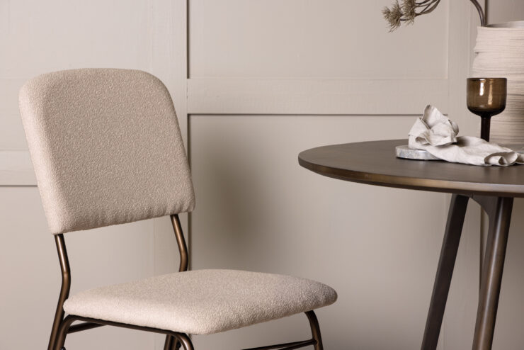 Seda – Chaise de salle à manger – Beige, Marron – 56 x 94 x 49 cm