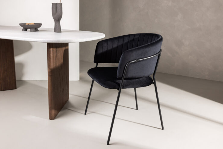 Selma – Chaise de salle à manger – Noir – 58 x 82 x 54 cm