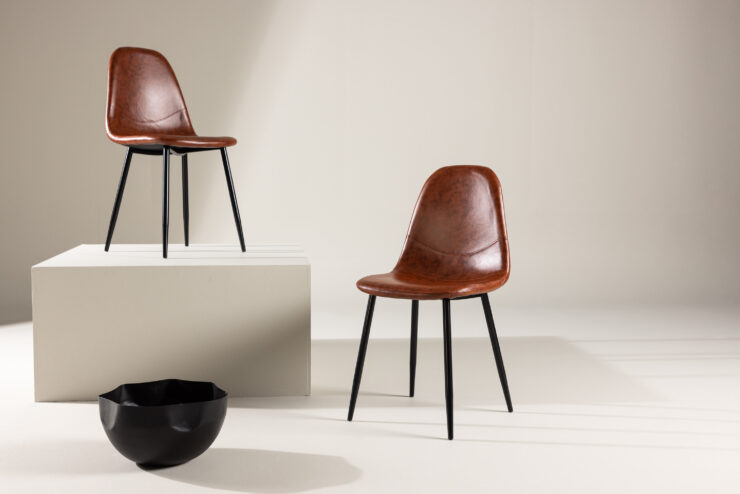 Polar – Chaise de salle à manger – Noir, Marron – 51,5 x 89 x 44,5 cm