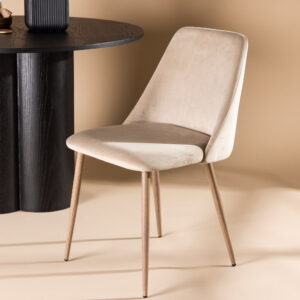 Night – Chaise de salle à manger – Noyer, Beige – 56 x 83 x 48 cm