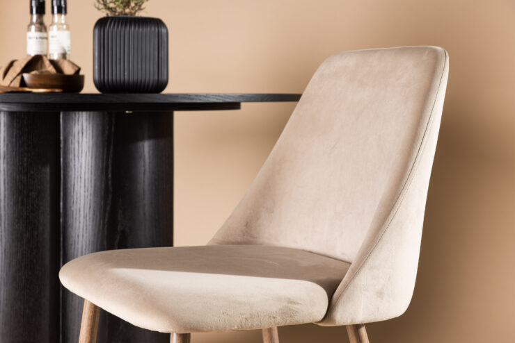 Night – Chaise de salle à manger – Noyer, Beige – 56 x 83 x 48 cm