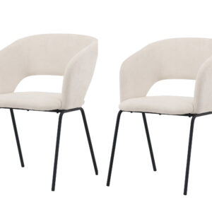 Day – Chaise de salle à manger – Noir, Blanc cassé – 66 x 86 x 60 cm