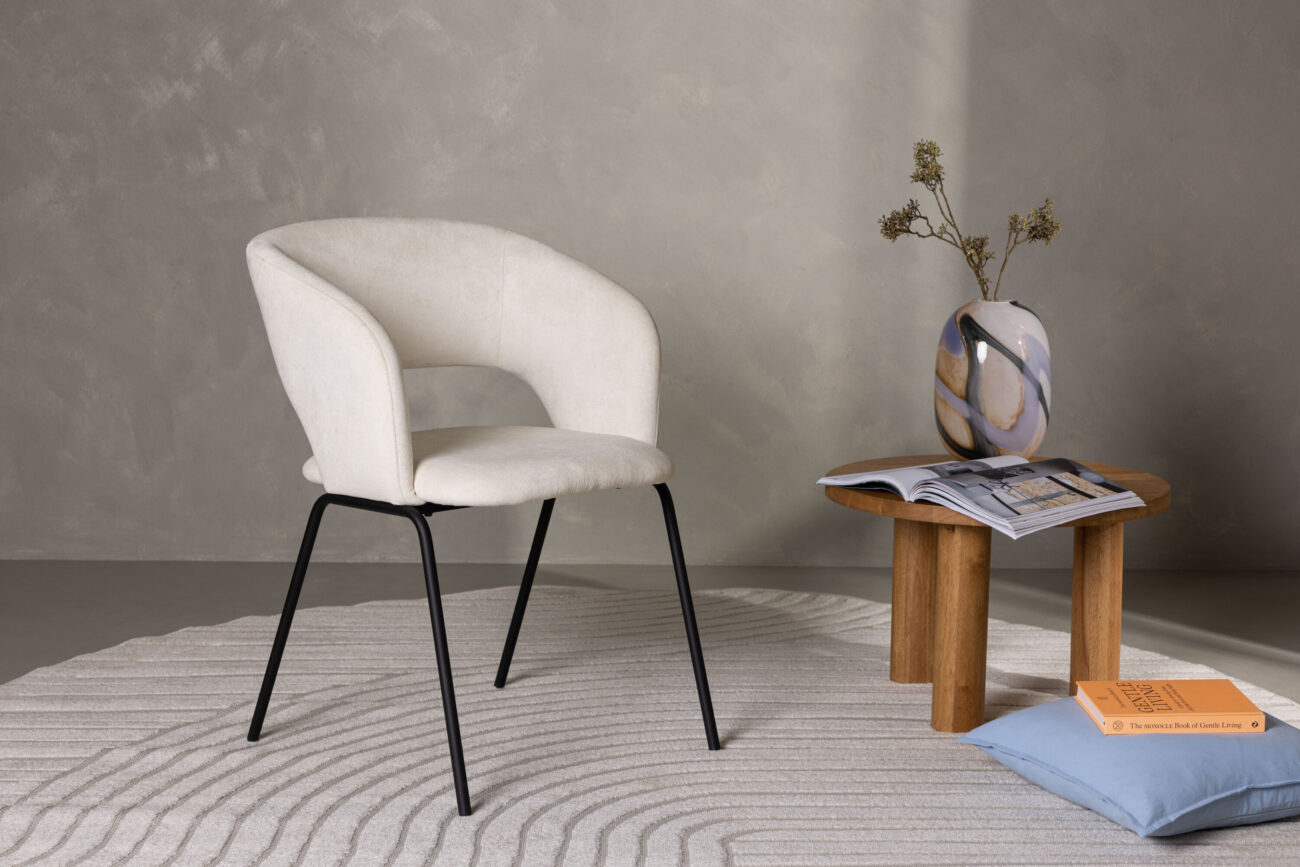 Day – Chaise de salle à manger – Noir, Blanc cassé – 66 x 86 x 60 cm