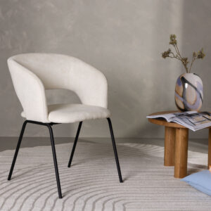 Day – Chaise de salle à manger – Noir, Blanc cassé – 66 x 86 x 60 cm