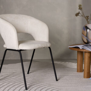 Day – Chaise de salle à manger – Noir, Blanc cassé – 66 x 86 x 60 cm