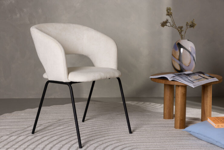 Day – Chaise de salle à manger – Noir, Blanc cassé – 66 x 86 x 60 cm