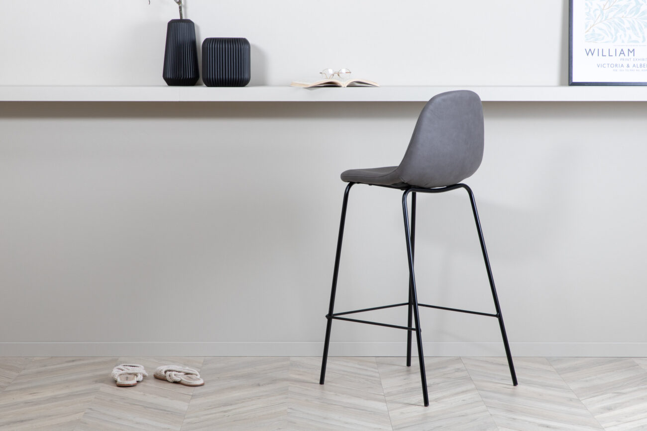 Polar – Chaise de bar – Noir, Gris – 43 x 105 x 42 cm