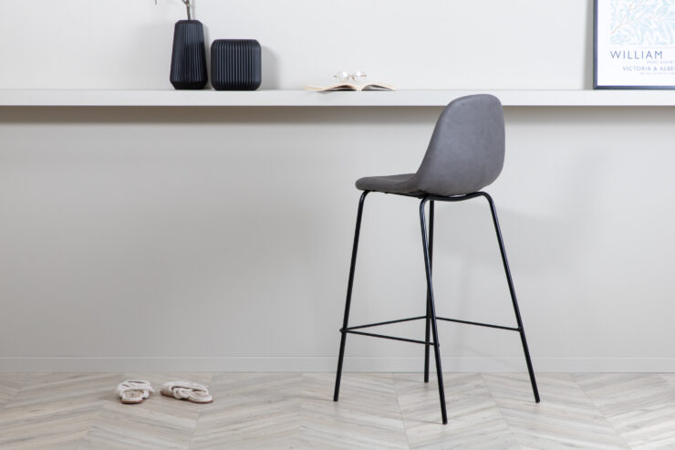 Polar – Chaise de bar – Noir, Gris – 43 x 105 x 42 cm