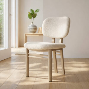 Sia – Chaise de salle à manger – Beige, Blanc – 56 x 51 x 83 cm