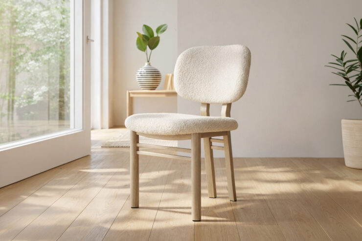 Sia – Chaise de salle à manger – Beige, Blanc – 56 x 51 x 83 cm