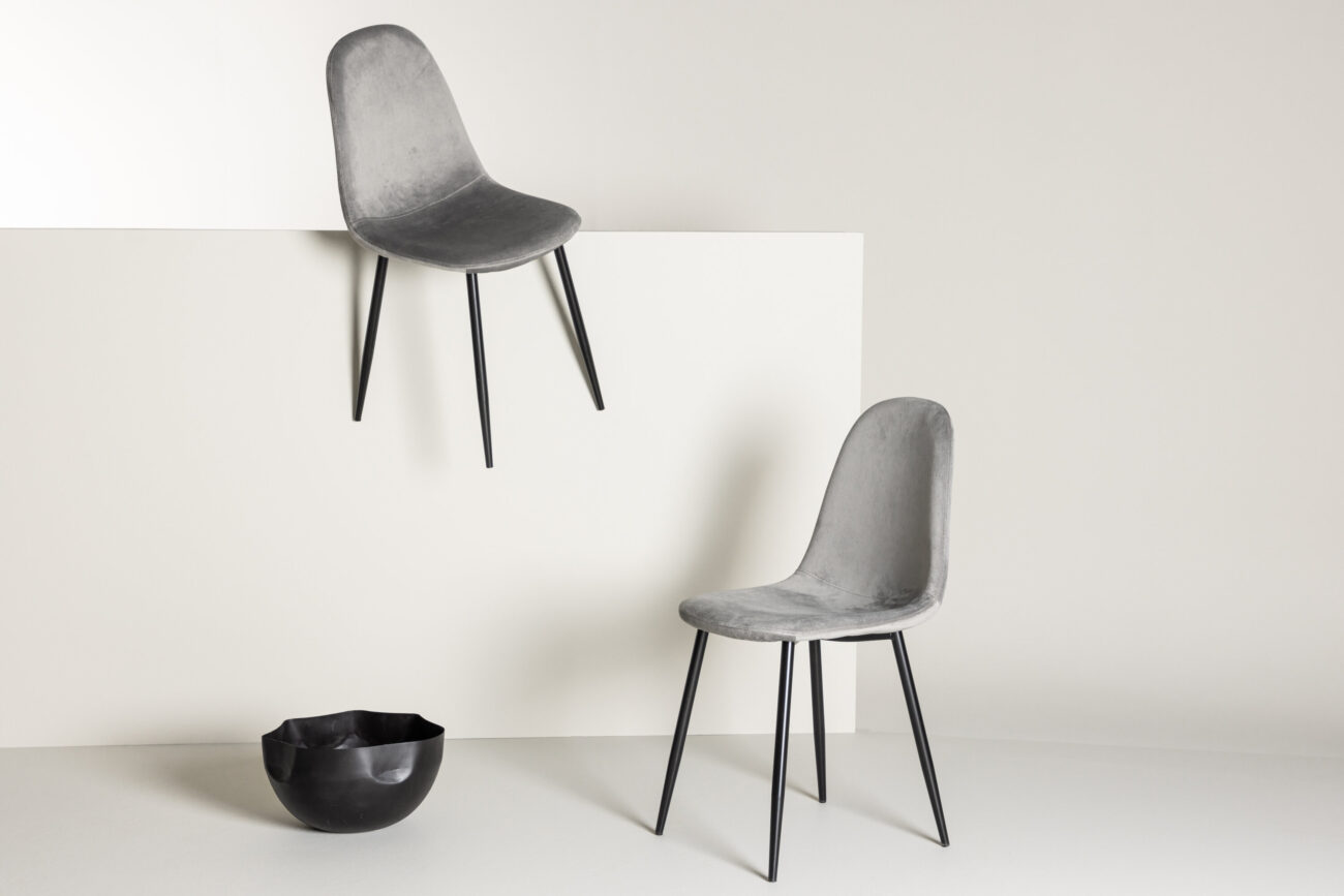 Polar – Chaise de salle à manger – Noir, Gris – 53 x 88 x 46 cm