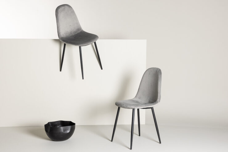 Polar – Chaise de salle à manger – Noir, Gris – 53 x 88 x 46 cm