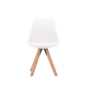 Zeno – Chaise de salle à manger – Naturel, Blanc – 56 x 84 x 48 cm