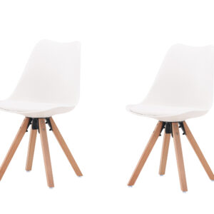 Zeno – Chaise de salle à manger – Naturel, Blanc – 56 x 84 x 48 cm