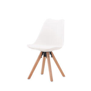 Zeno – Chaise de salle à manger – Naturel, Blanc – 56 x 84 x 48 cm