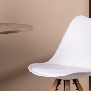 Zeno – Chaise de salle à manger – Naturel, Blanc – 56 x 84 x 48 cm