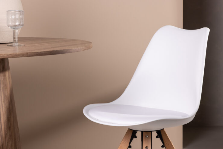 Zeno – Chaise de salle à manger – Naturel, Blanc – 56 x 84 x 48 cm