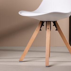 Zeno – Chaise de salle à manger – Naturel, Blanc – 56 x 84 x 48 cm