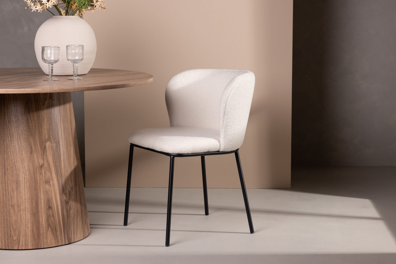 Edina – Chaise de salle à manger – Noir, Blanc – 60 x 77 x 53 cm