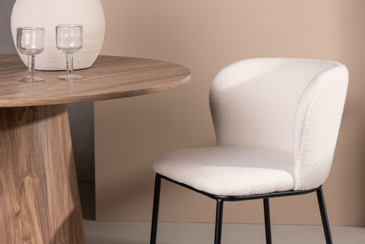 Edina – Chaise de salle à manger – Noir, Blanc – 60 x 77 x 53 cm
