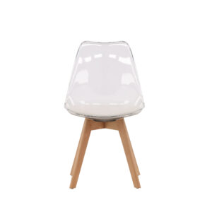 Edvin – Chaise de salle à manger – Naturel, Transparent, Blanc – 50 x 85 x 49 cm