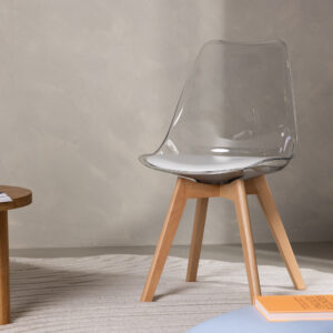 Edvin – Chaise de salle à manger – Naturel, Transparent, Blanc – 50 x 85 x 49 cm