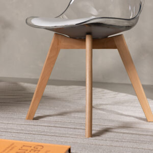 Edvin – Chaise de salle à manger – Naturel, Transparent, Blanc – 50 x 85 x 49 cm