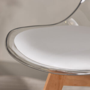 Edvin – Chaise de salle à manger – Naturel, Transparent, Blanc – 50 x 85 x 49 cm