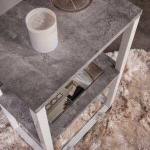Rise – Table de chevet – Gris, Blanc – 45 x 30 cm