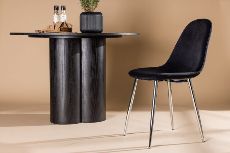 Polar – Chaise de salle à manger – Noir, Argenté – 53 x 88 x 46 cm