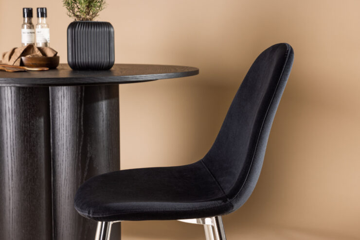 Polar – Chaise de salle à manger – Noir, Argenté – 53 x 88 x 46 cm