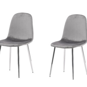 Eva – Chaise de salle à manger – Argenté, Gris clair – 42 x 89 x 45 cm