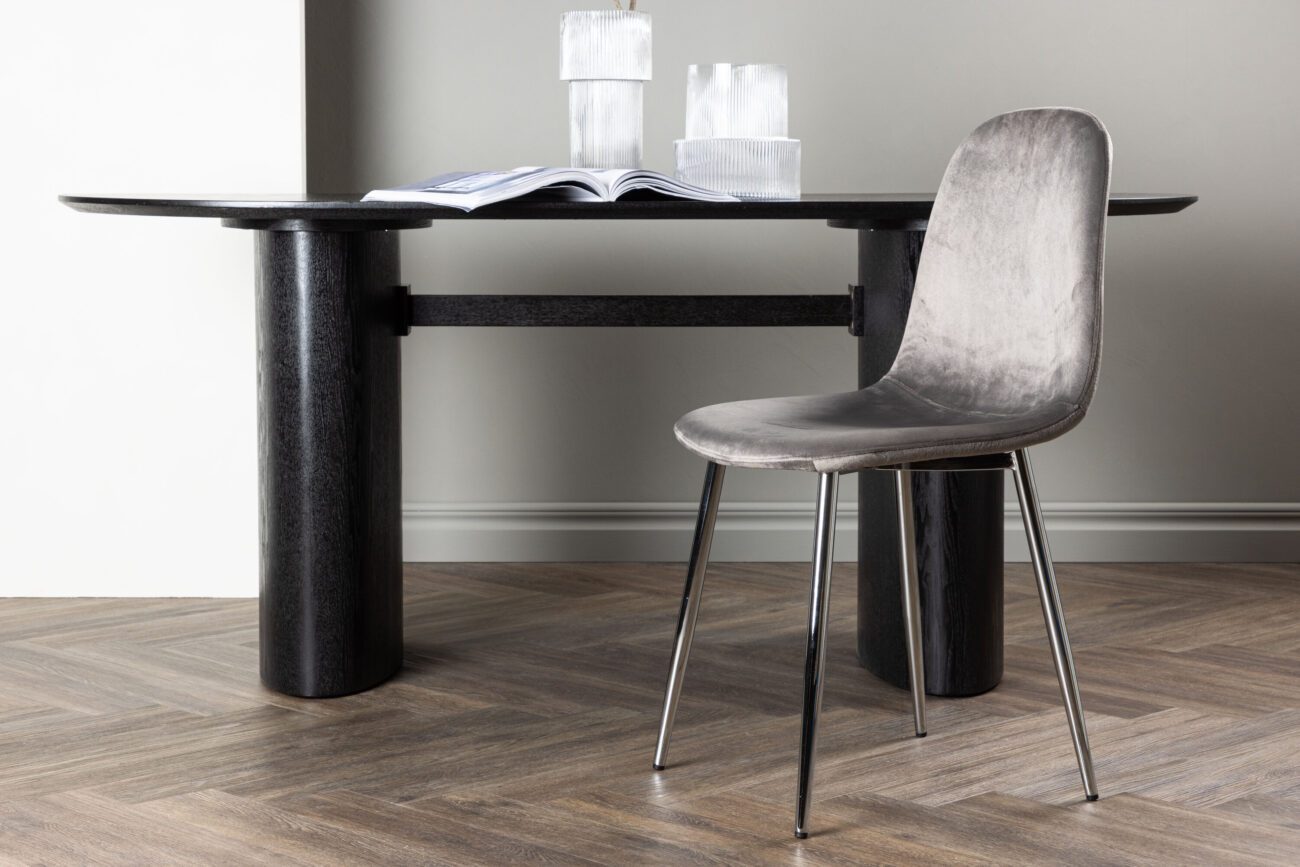 Eva – Chaise de salle à manger – Argenté, Gris clair – 42 x 89 x 45 cm