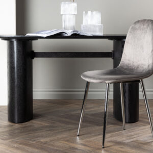 Eva – Chaise de salle à manger – Argenté, Gris clair – 42 x 89 x 45 cm