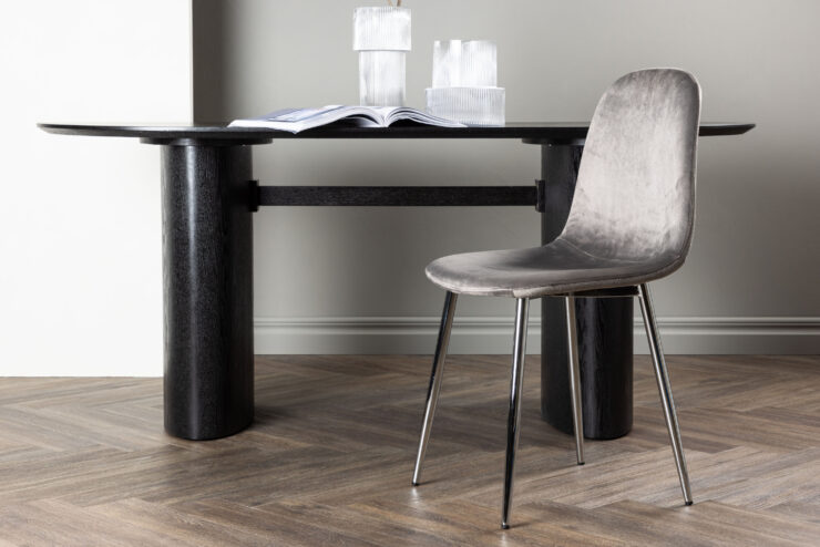 Eva – Chaise de salle à manger – Argenté, Gris clair – 42 x 89 x 45 cm