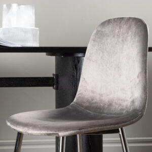 Eva – Chaise de salle à manger – Argenté, Gris clair – 42 x 89 x 45 cm