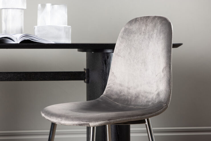 Eva – Chaise de salle à manger – Argenté, Gris clair – 42 x 89 x 45 cm