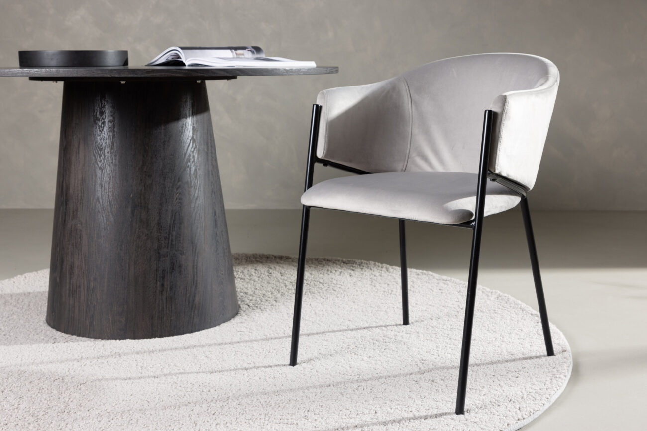 Evelina – Chaise de salle à manger – Noir, Gris – 62 x 80 x 54 cm