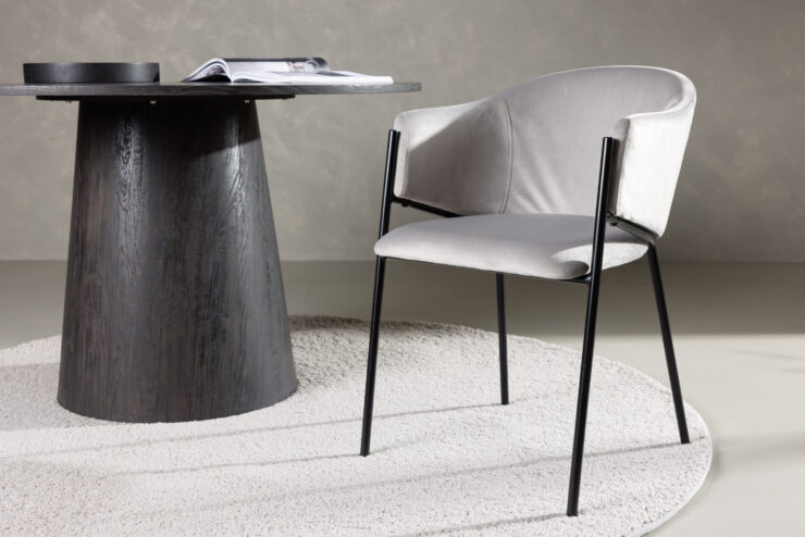 Evelina – Chaise de salle à manger – Noir, Gris – 62 x 80 x 54 cm