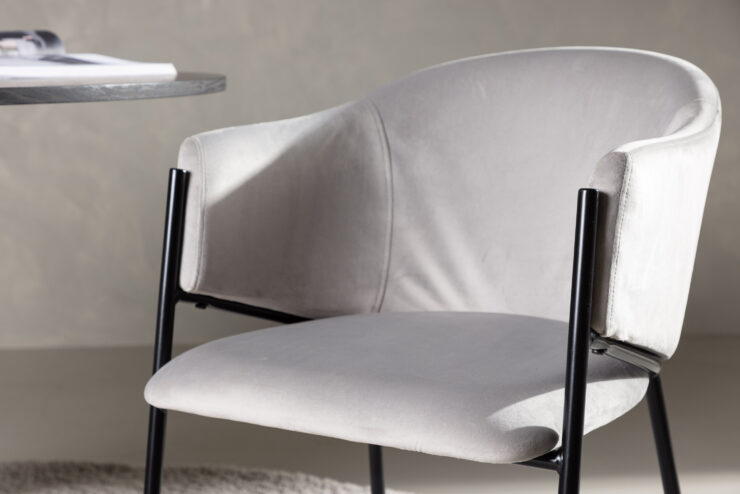 Evelina – Chaise de salle à manger – Noir, Gris – 62 x 80 x 54 cm