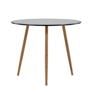 Polar – Table à manger ronde – Noir, Naturel – ⌀90 cm