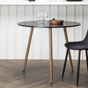 Polar – Table à manger ronde – Noir, Naturel – ⌀90 cm
