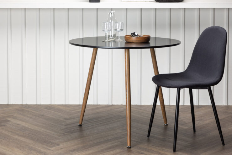 Polar – Table à manger ronde – Noir, Naturel – ⌀90 cm