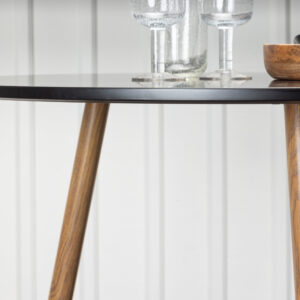 Polar – Table à manger ronde – Noir, Naturel – ⌀90 cm