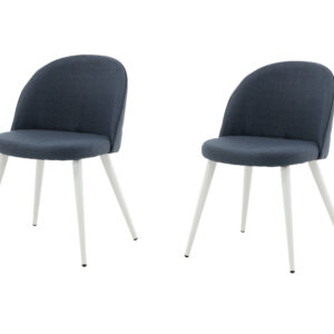 Velvet – Chaise de salle à manger – Bleu, Blanc – 57 x 77 x 50 cm