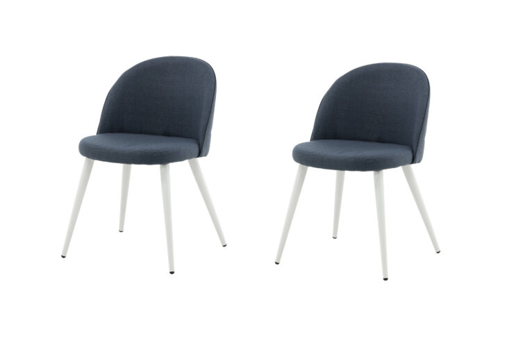 Velvet – Chaise de salle à manger – Bleu, Blanc – 57 x 77 x 50 cm