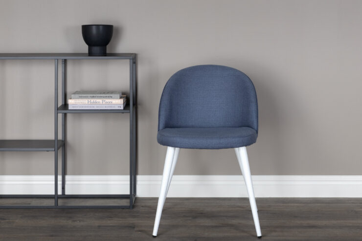 Velvet – Chaise de salle à manger – Bleu, Blanc – 57 x 77 x 50 cm