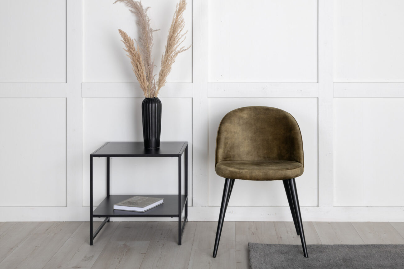 Velvet – Chaise de salle à manger – Noir, Vert – 55 x 77 x 50 cm