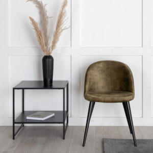 Velvet – Chaise de salle à manger – Noir, Vert – 55 x 77 x 50 cm